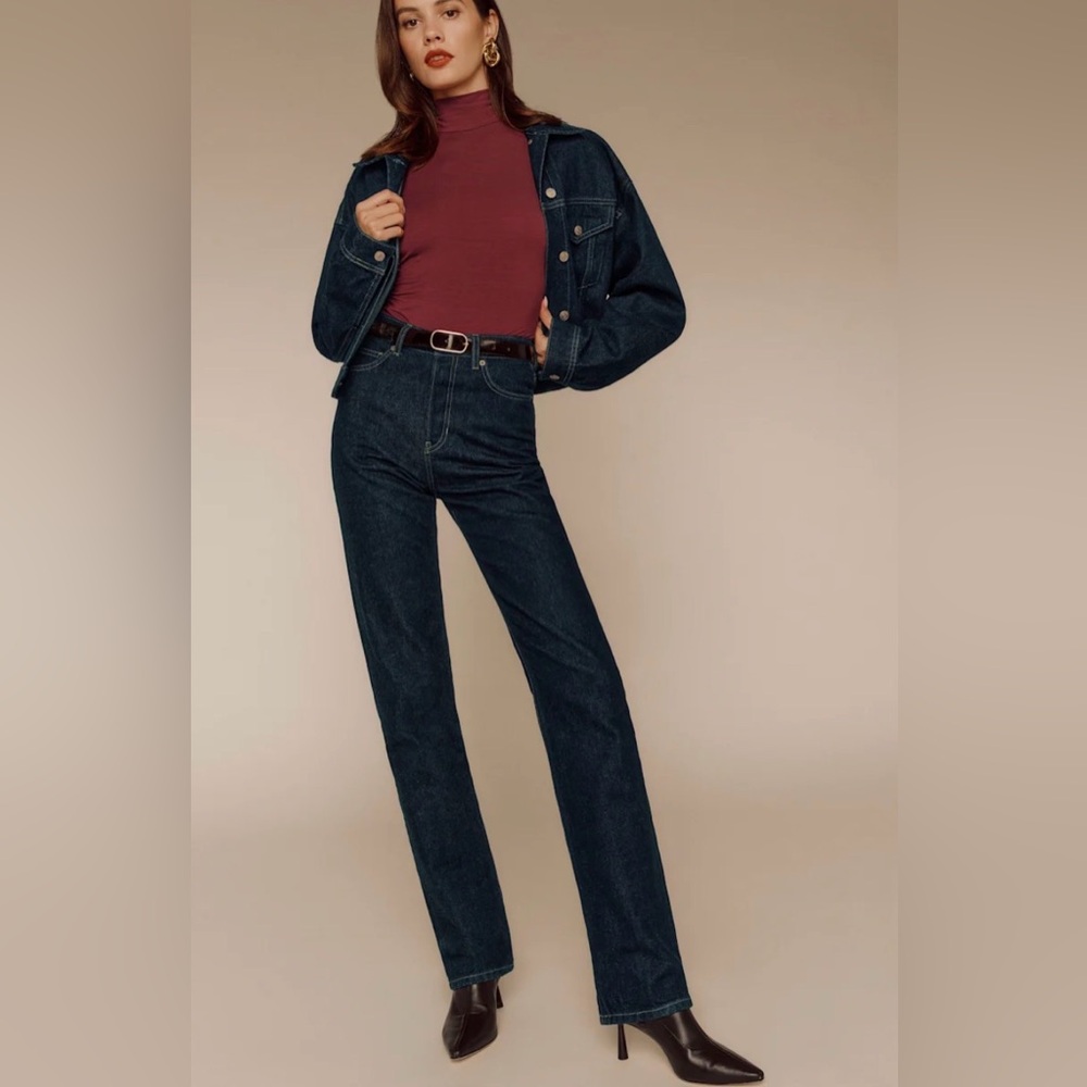Reformation Cynthia High Rise Straight Long Jeans in Ondine